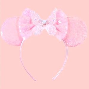 Pink Butterfly Sequin Mickey Ears
